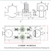 Low-noise, shielded integrated transmission and distribution pumping set